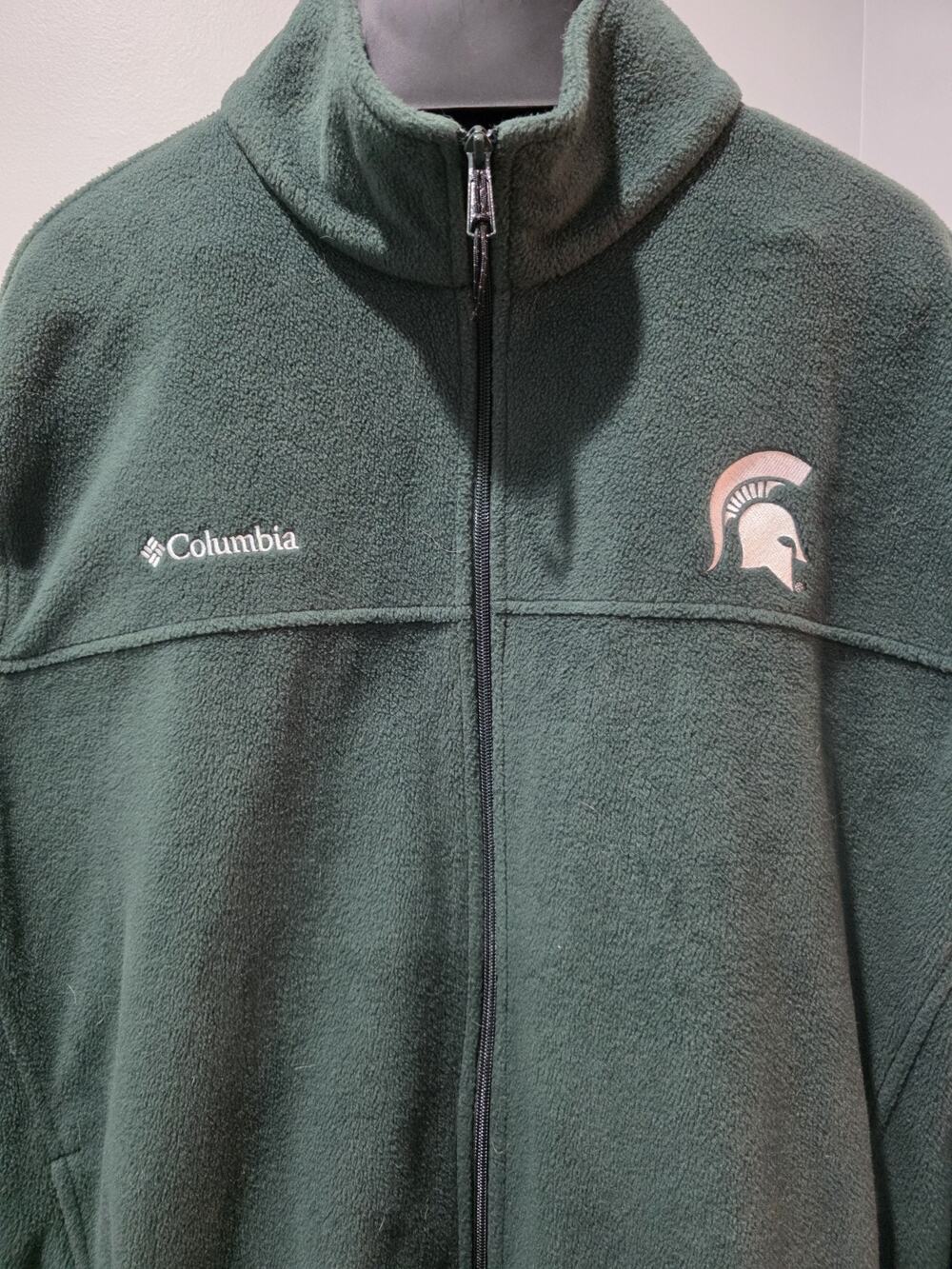 Columbia Michigan State Spartans Fleece Jacket Mens 2XL Green Full Zip NCAA